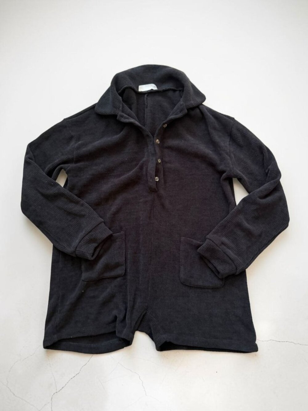 DOUBLE ZERO Black Sweater Knit Long Sleeve Romper Size Large